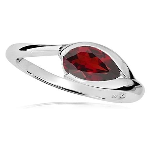 MOISS anello elegant silver ring with red garnet rg000 - circuito: 56 mm smm0017-56 marca, estándar, metallo non prezioso, nessuna pietra preziosa