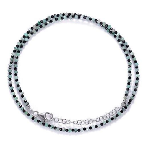 NirvanaIN collana con spinello smeraldo in argento sterling con pietre preziose regalo per lei verde nero perline collana gioielli gemma