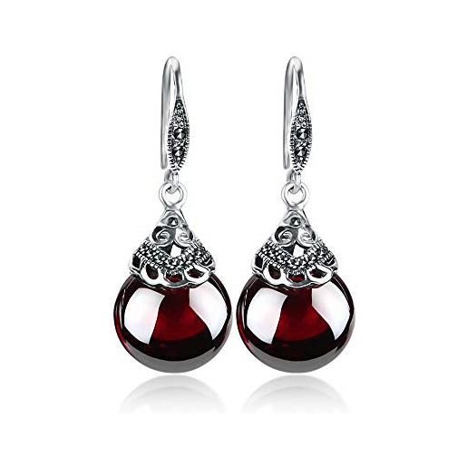 lliang orecchini orecchini pendenti in argento sterling con granato rotondo per le donne gioielli in rubino rosso naturale con gemme preziose migliori regali