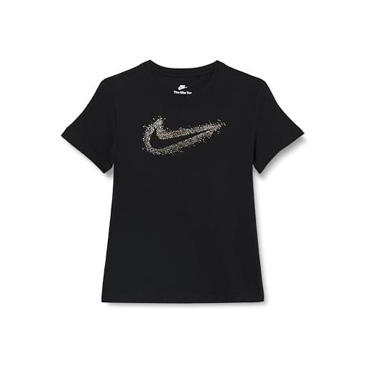 Nike dx1712-010 g nsw tee bf shine t-shirt unisex bambino nero taglia m