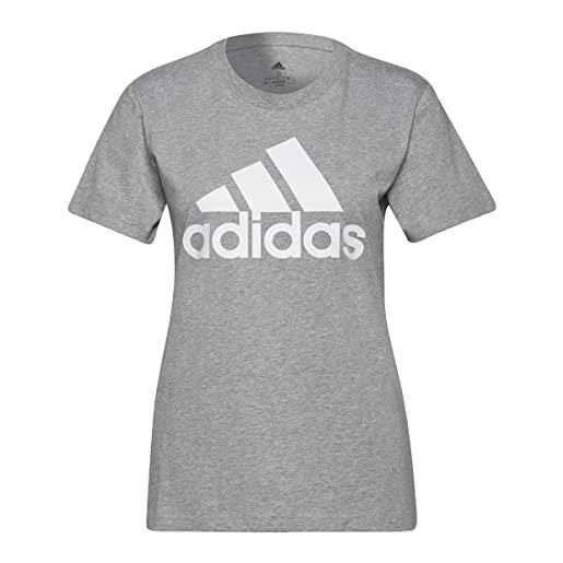 adidas essentials logo tee, t-shirt donna, medium grey heather/white, s