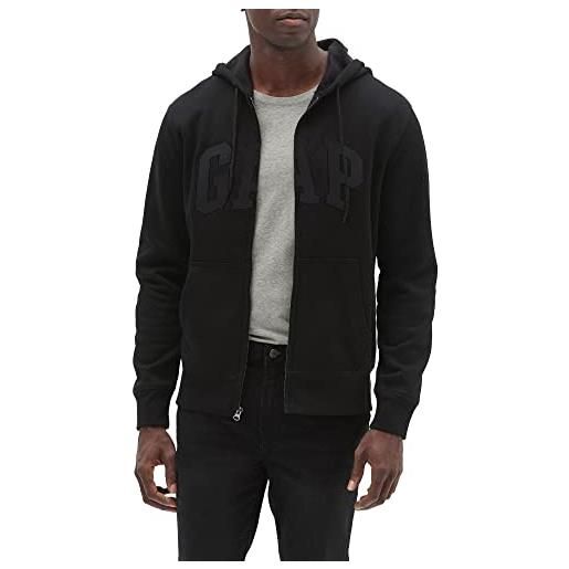 Gap heritage logo full zip hoodie maglia di tuta, nuovo grigio carbone, medium uomo