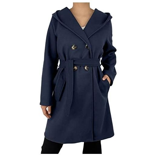 JOPHY & CO. cappotto doppiopetto donna invernale con tasche e bottoni (cod. 6557 & 6595) (blu/1 (cod. 6595), xl)