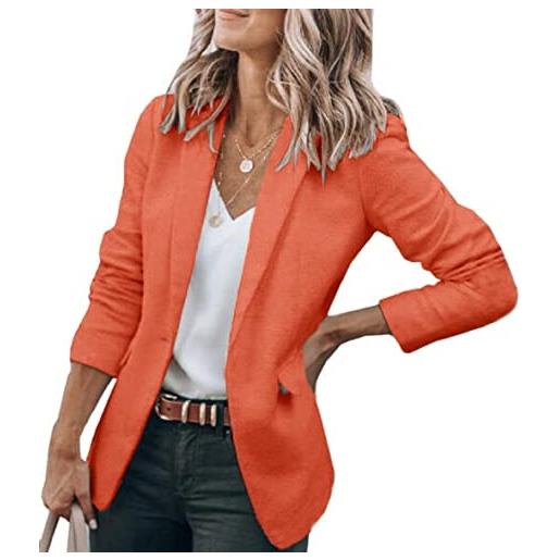 Cicy Bell giacche da abito blazer da donna blazer casual da donna giacche da lavoro a maniche lunghe aperte sul davanti arancia l