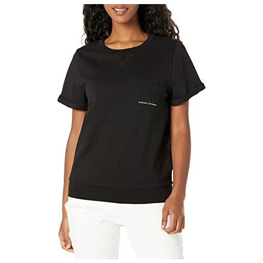 Armani Exchange icon project logo short sleeve sweatshirt maglia di tuta, nero, s donna
