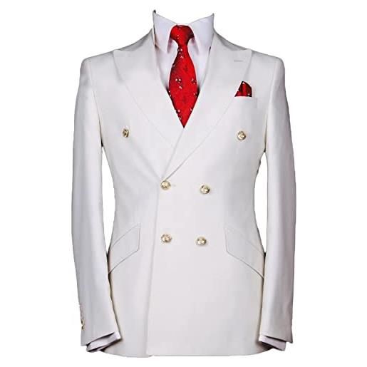 Ulnomio uomo giacca da abito con bottoni a doppio petto, bavero a punta, smoking blazer per gli affari. 