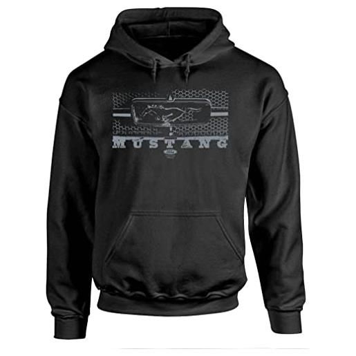 Ford legend honeycomb grille mustang pony - fleece pullover hoodie (large, black)