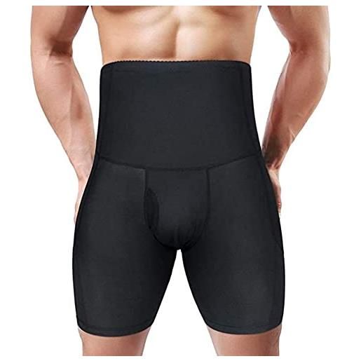 CRTTRS uomo vita alta compressione boxer slip controllo pancia dimagranti shapewear pantaloncini (color: black, size: s)