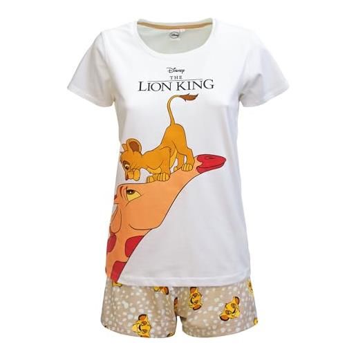 Disney pigiama donna re leone t-shirt e shorties ragazza in cotone 6579