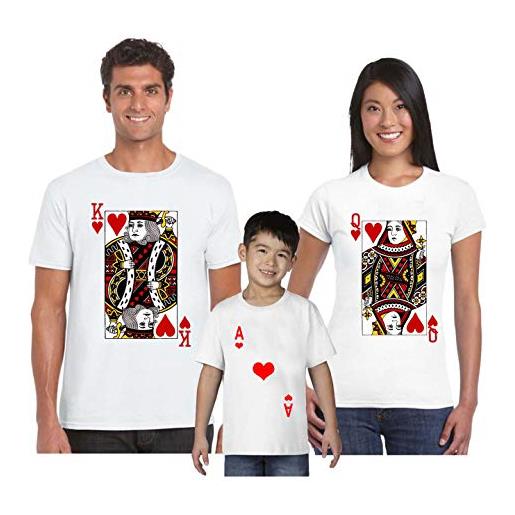 bubbleshirt t-shirt coordinate famiglia tris re, regina, asso - festa del papa' - festa della mamma - magliette famiglia