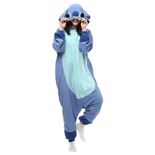 zhaojiexiaodian animale pjs stitch suit per le donne e gli uomini pigiama costume costume cosplay (s, blu)