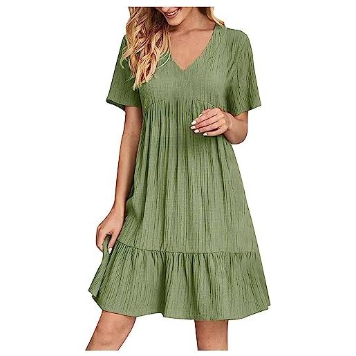 HOCEDO abiti da donna casual manica corta summer beach swing dress abiti activewear per cocktail da vacanza, verde, 2xl