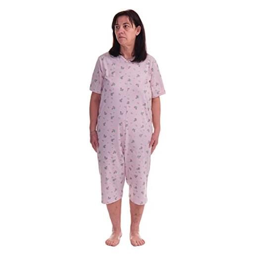 FERRUCCI COMFORT ferrucci pigiama tutone sanitario comfort manica corta pantalone corto 1 cerniera/zip dietro schiena estivo (rosa, l)