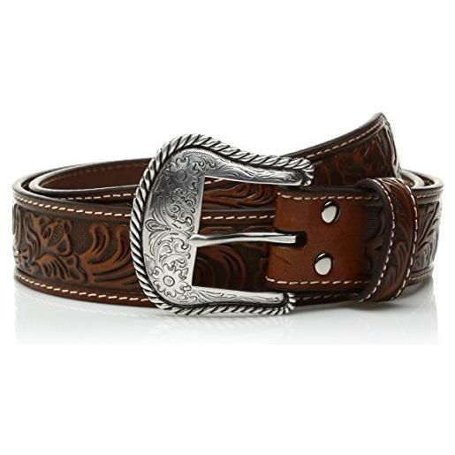Nocona Belt Co. nocona usa western cintura floral tooled cowboy cowgirl, marrone
