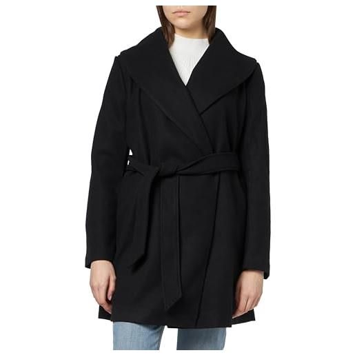 Vila vipoko l/s collar coat/pb cappotto corto, nero, 40 donna
