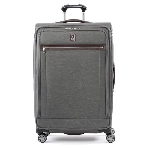 Travelpro platinum elite bagaglio da stiva espandibile con lato morbido, valigia grande con 8 ruote girevoli, lucchetto tsa, uomo e donna, grigio vintage, grande a quadri 74 cm