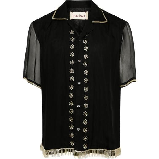 Baziszt camicia con frange - nero