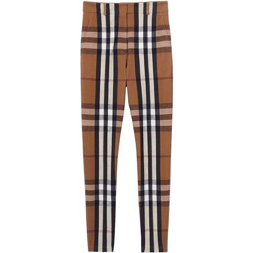 Burberry pantaloni con motivo vintage check - marrone