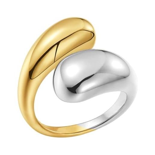 FUNTE® anelli in oro da donna anello per pollice in oro grosso anello a goccia per donne e uomini anelli regolabili per donne anelli per le dita per donne spessi placcati in oro 18 carati anelli
