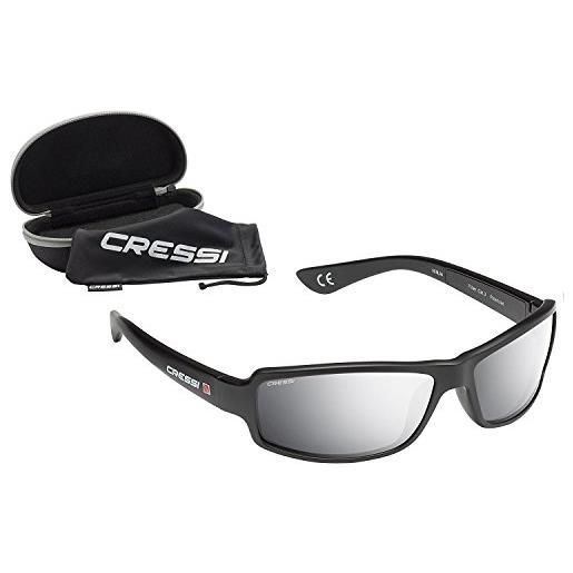 Cressi xdb100012, occhiali ultra. Flex sportivi da sole polarizzati con protezione uv 100% unisex-adulto, nero/specchio lenti silver, taglia unica