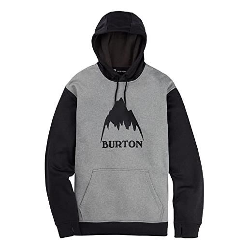 Burton oak, felpa con cappuccio uomo, gray heather/true black, s