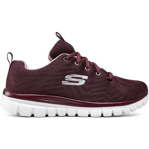 Skechers scarpe running w donna graceful get connected rosso vino
