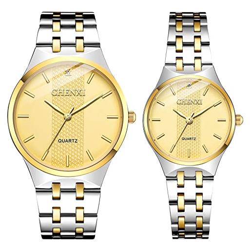 JewelryWe coppia di orologi da polso al quarzo, analogico, per partner, amicizia, business, casual