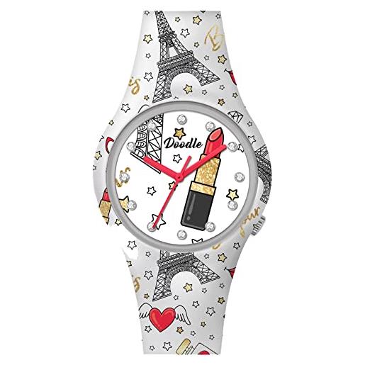 Doodle Watch graphics mood paris in love do35022 - orologio da donna con cinturino in silicone, 35 mm