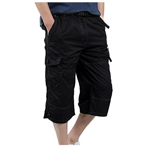 YAOBAOLE pantaloncini cargo casual da uomo outdoor 3/4 lunghezza capri pantaloncini con tasca, nero , xl