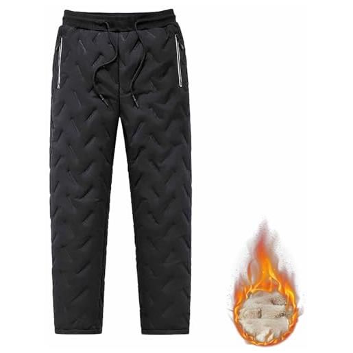 Sunnyfree pantaloni da jogging unisex in lana di agnello, foderati in pile, per l'inverno, caldi e spessi, da uomo, nero-a, xxxxxl