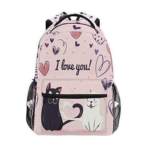 Sawhonn amore coppia cuore gatto gattino zainetti zaino per bambini ragazze ragazzi borsa zaini da viaggio grande per laptop