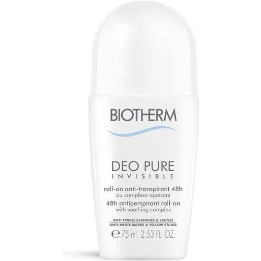 Biotherm deo pure invisible 48h deodorante anti-traspirante roll-on 75 ml