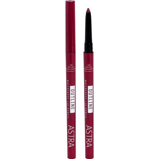 Astra outline waterproof lip pencil 08 royal burgundy