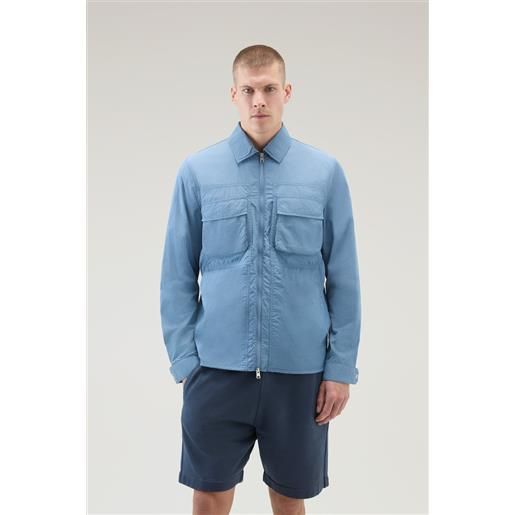 Woolrich uomo giacca a camicia in nylon crinkle blu taglia m