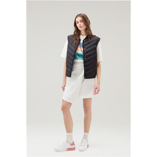 Woolrich donna gilet in microfibra con trapuntatura chevron nero taglia l