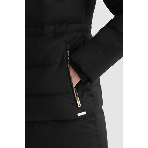 Woolrich donna parka luxe in lana vergine italiana e seta realizzato con un tessuto loro piana nero taglia xs