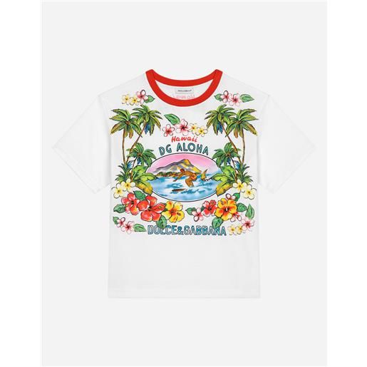 Dolce & Gabbana t-shirt in jersey con stampa hawaii