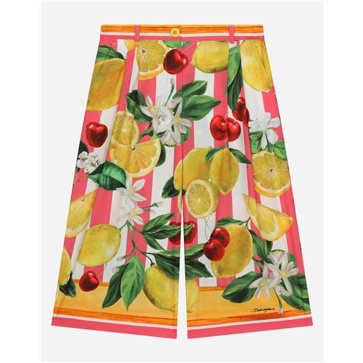 Dolce & Gabbana pantaloni in popeline stampa limoni e ciliegie
