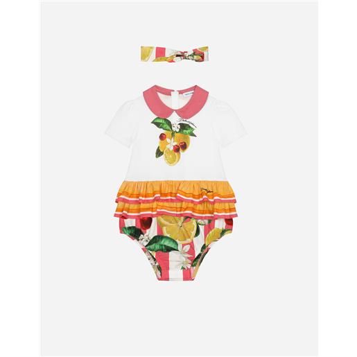 Dolce & Gabbana set regalo 2 pezzi in jersey e popeline stampa limoni e ciliegie