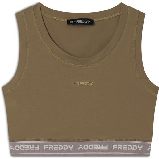 Freddy top sportivo in heavy jersey stretch con elastico logato