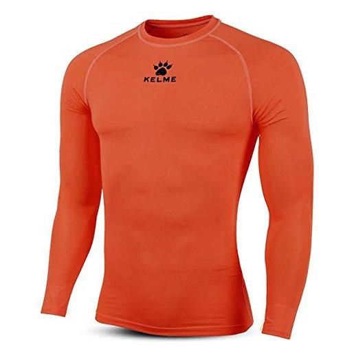 KELME kid thermical l/s tshirt maglietta termica per bambino, bambini, bambino, k15z734, arancione fluo, nero, 160