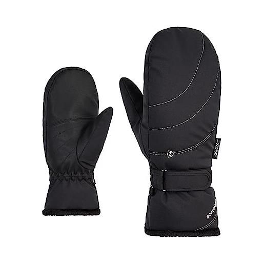 Ziener kahlia - guanti da sci da donna, per sport invernali, primaloft, fodera in peluche, nero, 6,5