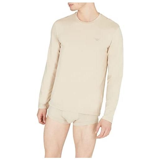 Emporio Armani long sleeves-maglietta deluxe viscose t-shirt, sabbia gialla, s uomo