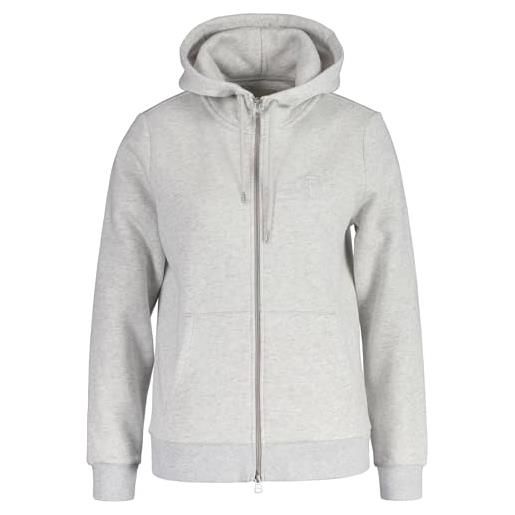 GANT reg tonal shield zip hoodie felpa con cappuccio, grigio pallido melange, xs donna