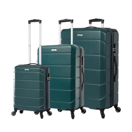 Totto - set di valigie rigide - rayatta - bistro green - colore verde - tre misure di valigia - separatore interno - sistema kissing slider - fodera in poliestere, verde, travel