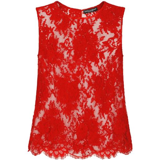 Dolce & Gabbana top in pizzo chantilly - rosso