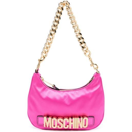 Moschino borsa a spalla con placca logo - rosa