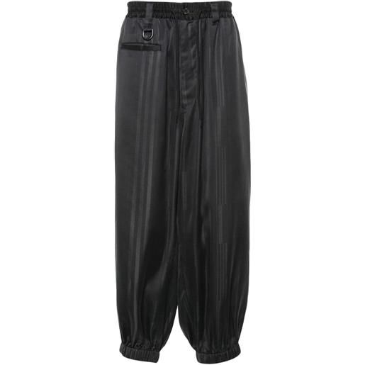 Y-3 pantaloni affusolati a righe - nero