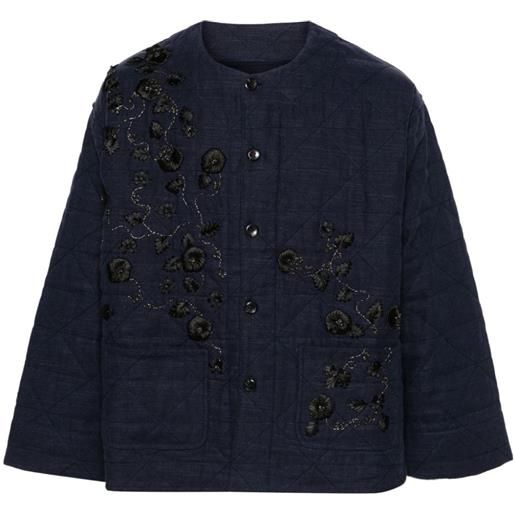 Baziszt giacca-camicia con maniche a spalla bassa - blu