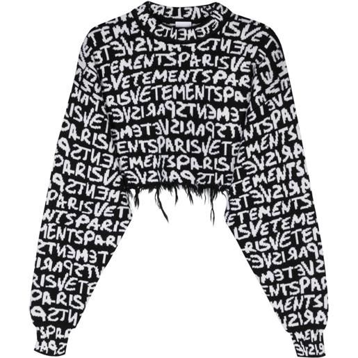 VETEMENTS maglione crop con logo - nero